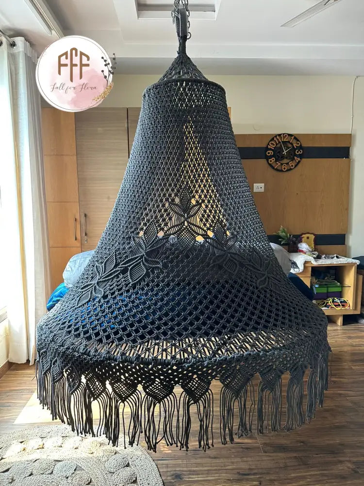 Dark Grey  Macrame Bed Swing - Swing Saga