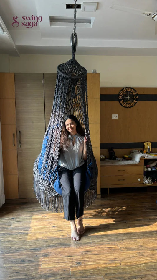 English Blue single seater hanging chair - Swing Saga