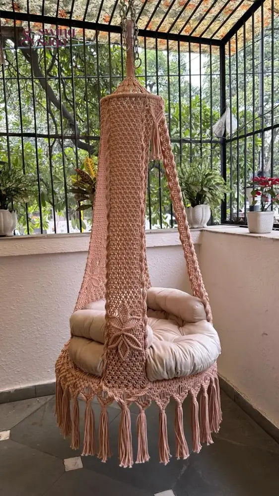 Light Peach single seater hanging chair - Swing Saga