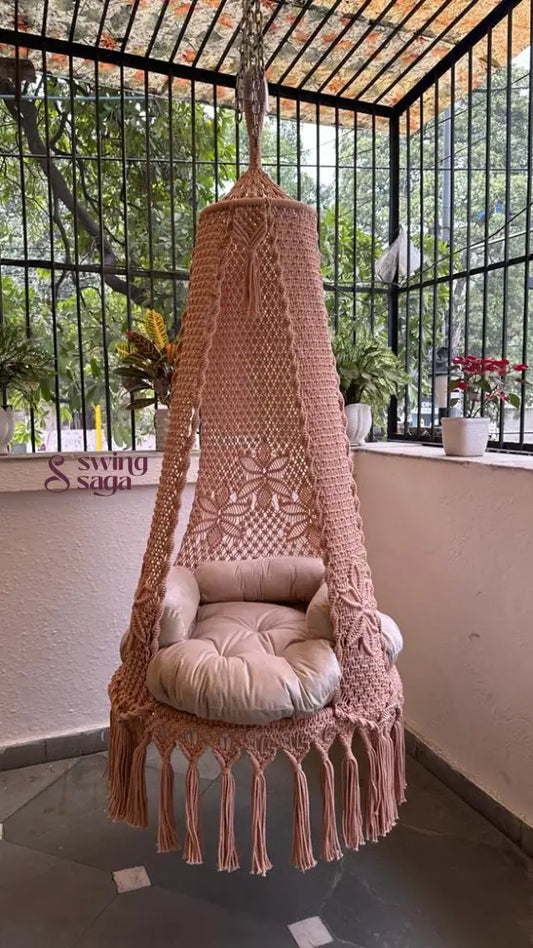 Light Peach single seater hanging chair - Swing Saga