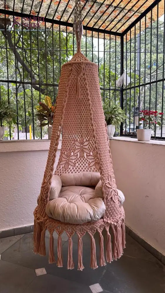 Light Peach single seater hanging chair - Swing Saga
