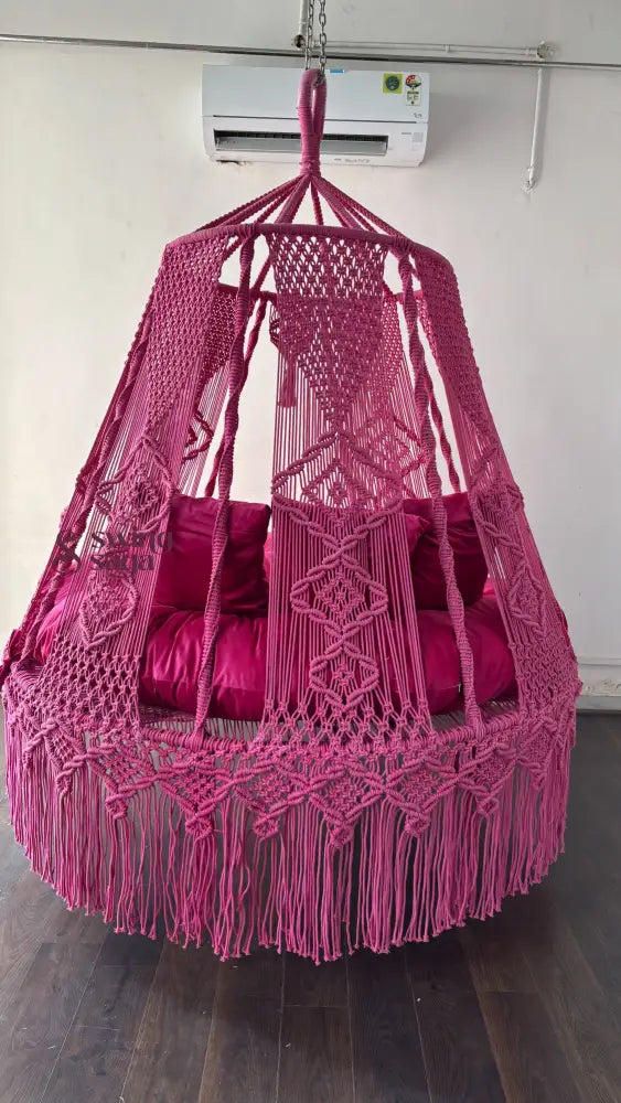 Hot Pink Macrame Bed Swing - Swing Saga