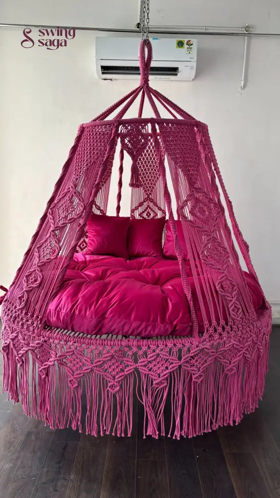Hot Pink Macrame Bed Swing - Swing Saga