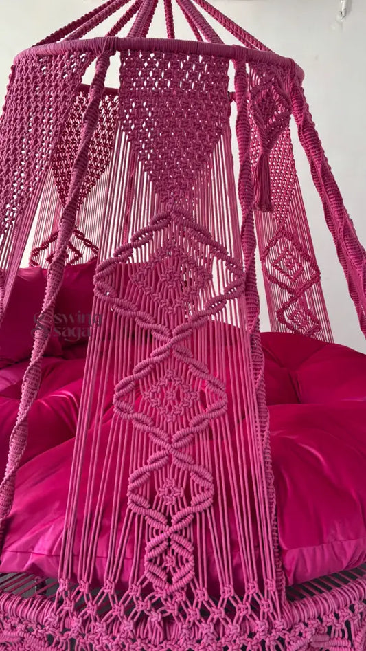 Hot Pink Macrame Bed Swing - Swing Saga