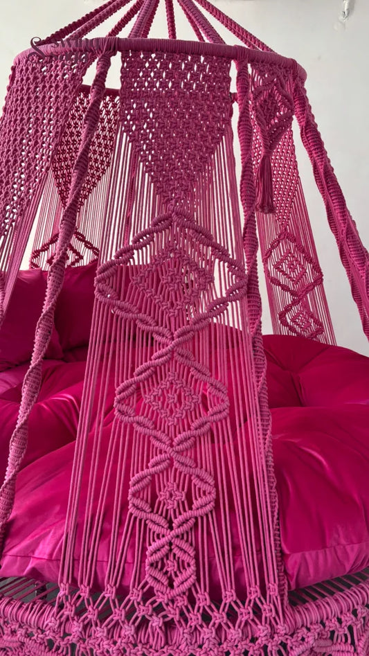 Hot Pink Macrame Bed Swing - Swing Saga