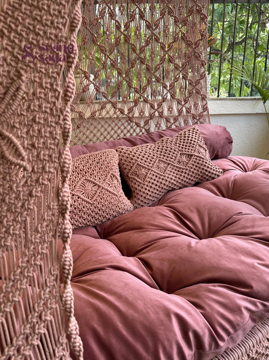 Lush Lux Pink  Macrame Bed Swing - Swing Saga