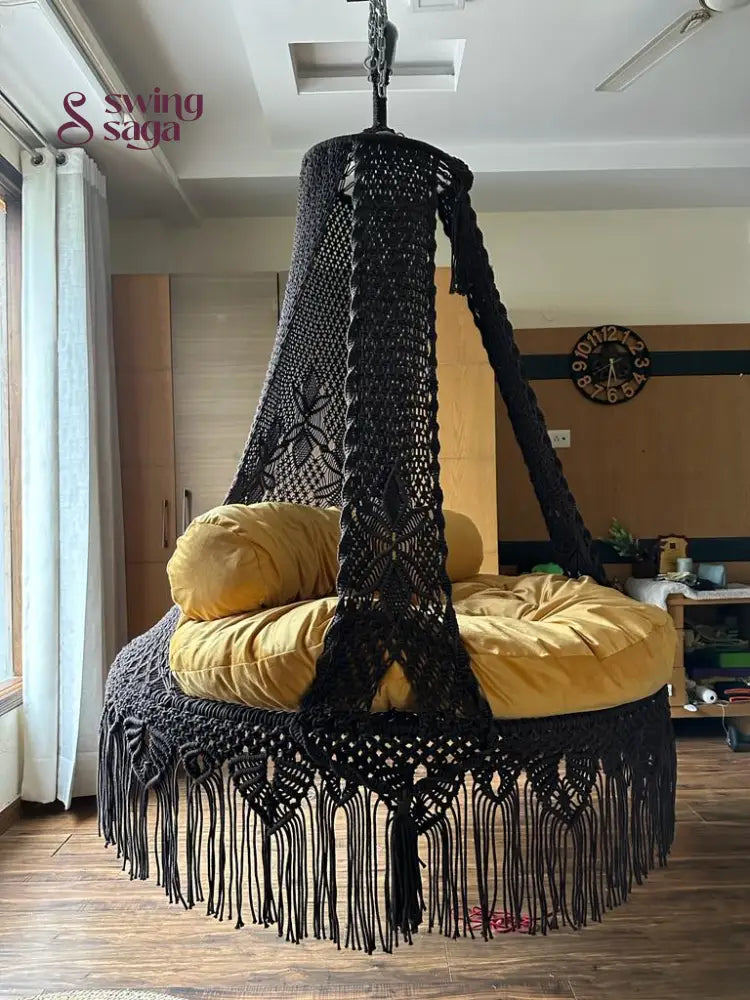 Black / Yellow Double seater hanging chair - Swing Saga