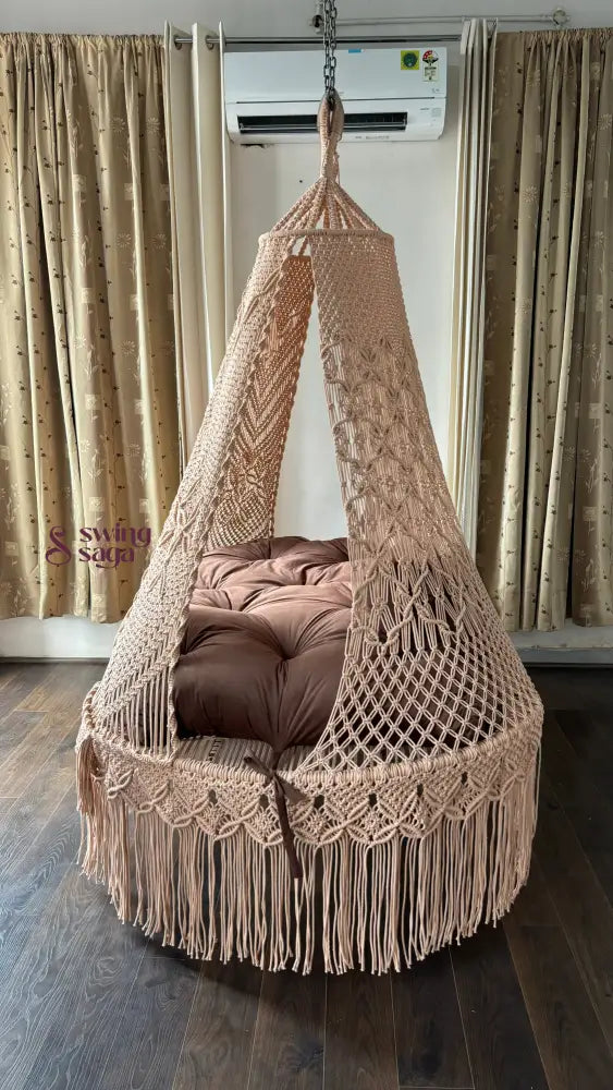 Bronze Aura Lounge Swing 80 Inches / Toffee Peach / Wood Brown