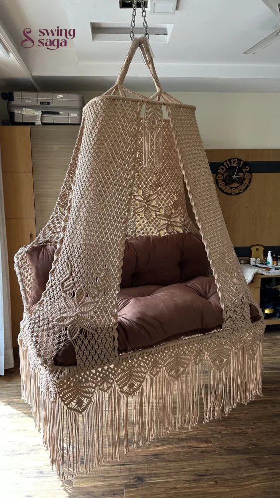 Toffee Peach Double seater hanging chair - Swing Saga