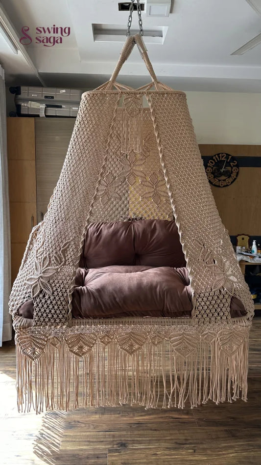 Toffee Peach Double seater hanging chair - Swing Saga