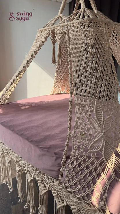 Lush Lux Pink Macrame Bed Swing - Swing Saga