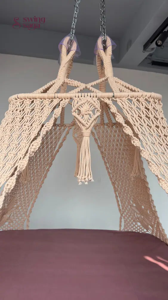 Lush Lux Pink Macrame Bed Swing - Swing Saga