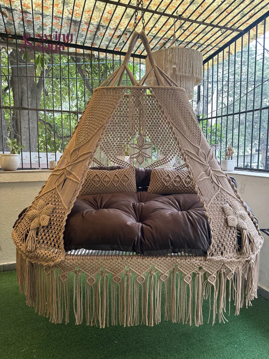 Toffee Peach   Macrame Bed Swing - Swing Saga