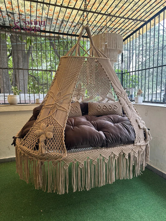 Toffee Peach   Macrame Bed Swing - Swing Saga
