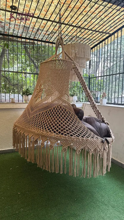 Toffee Peach   Macrame Bed Swing - Swing Saga