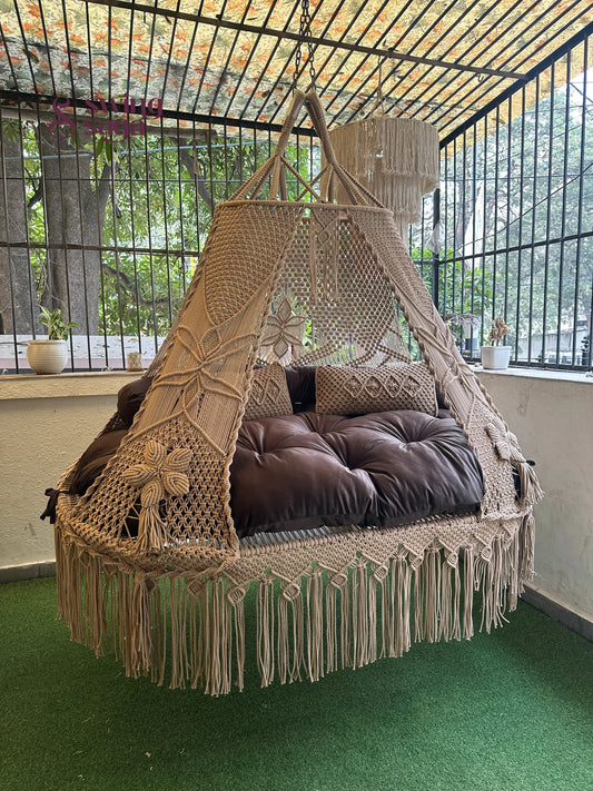 Toffee Peach   Macrame Bed Swing - Swing Saga