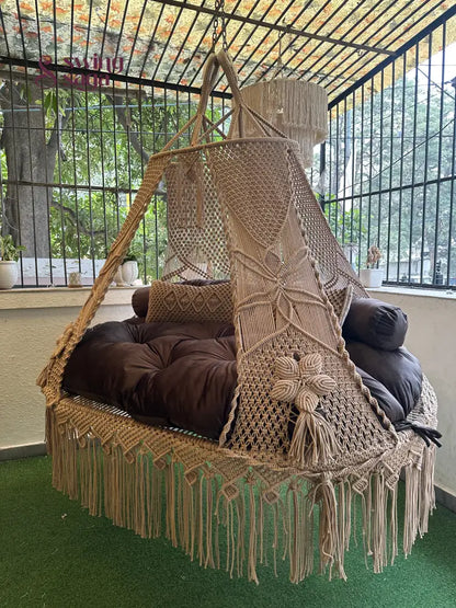 Toffee Peach   Macrame Bed Swing - Swing Saga