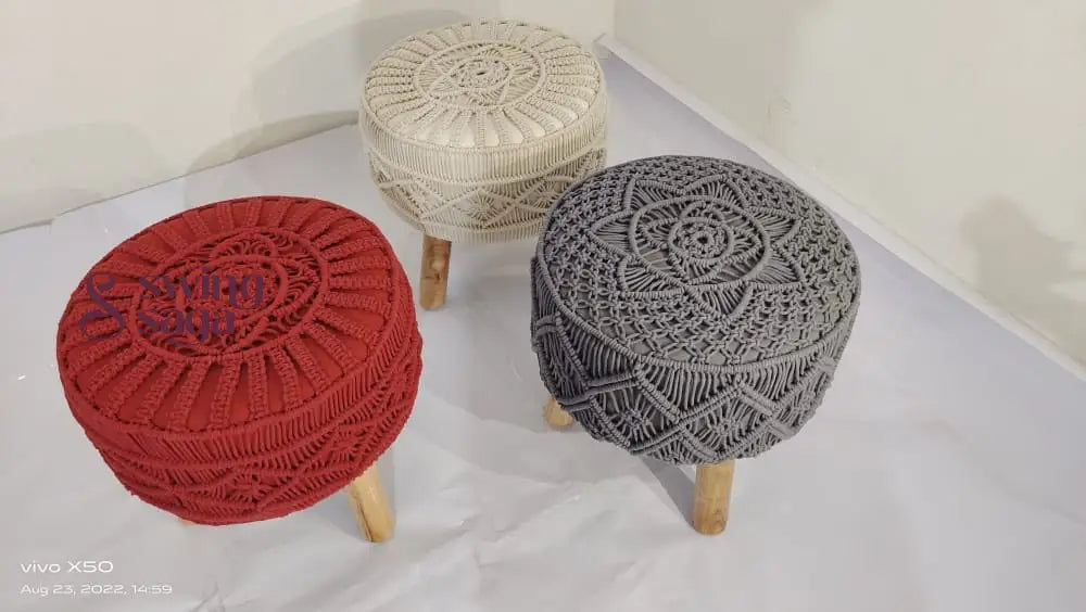 Celeste Macrame Ottomans