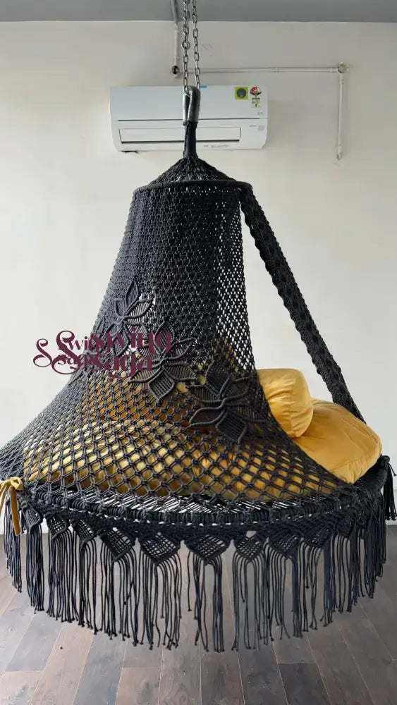 Yellow Macrame Bed Swing - Swing Saga