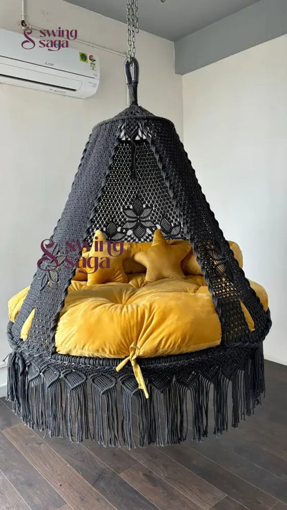 Yellow Macrame Bed Swing - Swing Saga