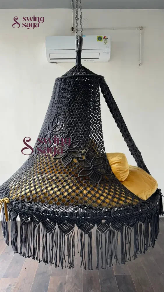 Yellow Macrame Bed Swing - Swing Saga
