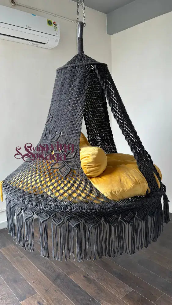 Yellow Macrame Bed Swing - Swing Saga
