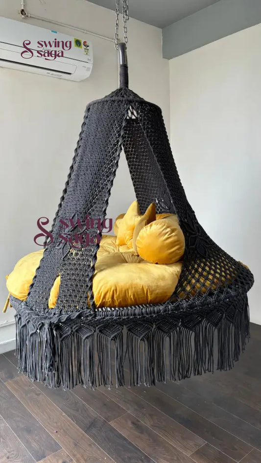 Yellow Macrame Bed Swing - Swing Saga