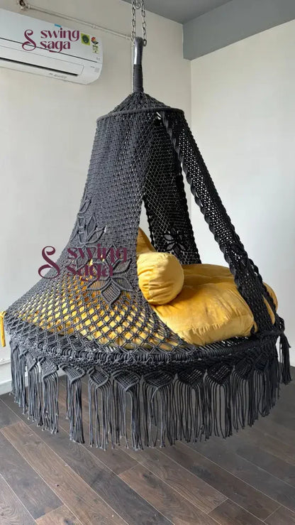 Yellow Macrame Bed Swing - Swing Saga