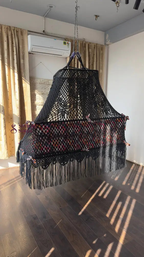 Charcoal Polyester Sofa Swing With Backrest 70 Inches / Dark Grey / Floral Print