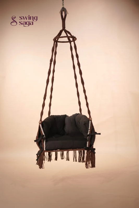 Brown macrame chair hammock swing