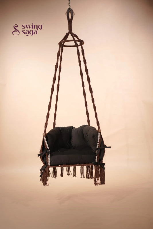 Brown macrame chair hammock swing