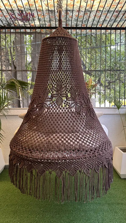 Wood Brown Double seater hanging chair - Swing Saga