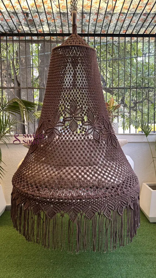 Wood Brown Double seater hanging chair - Swing Saga