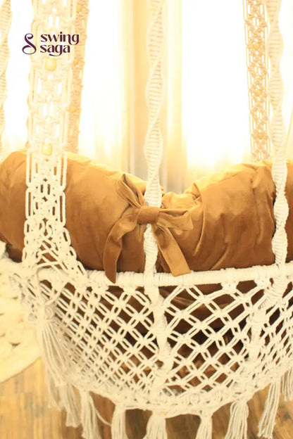 Cream White single seater hanging chair - Swing Saga