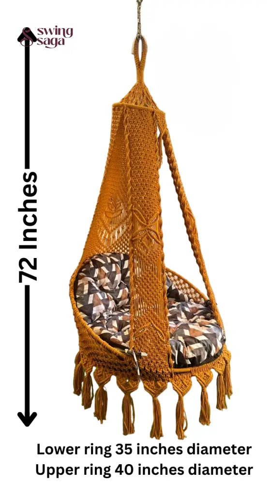 Cream White single seater hanging chair - Swing Saga