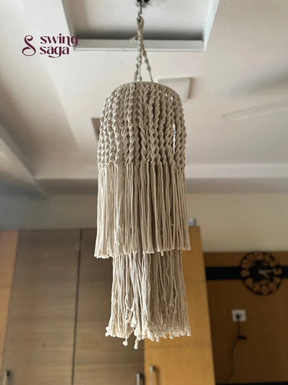 Macrame hanging chandlier with tassels for modern home 
