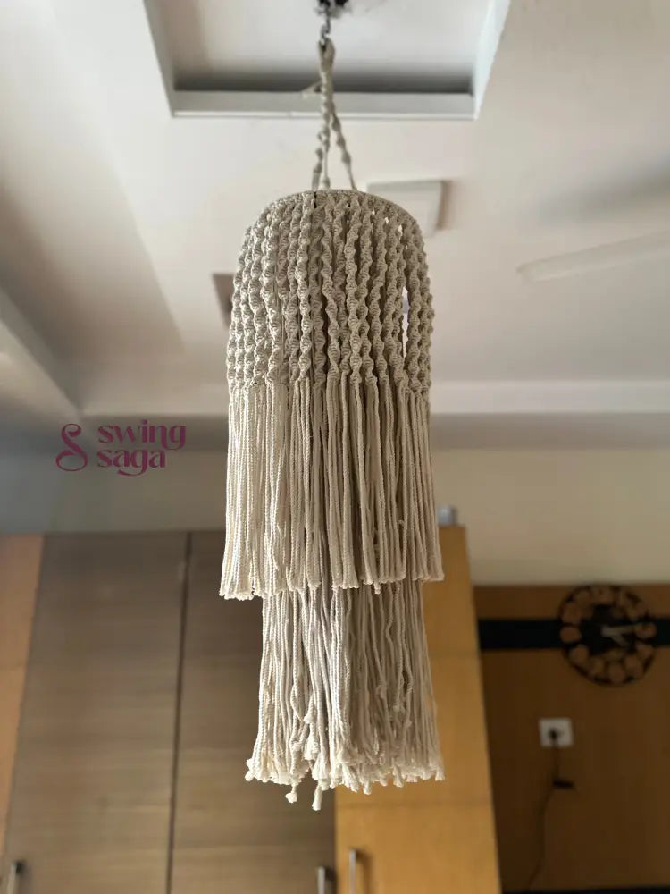 Macrame hanging chandlier with tassels for modern home 