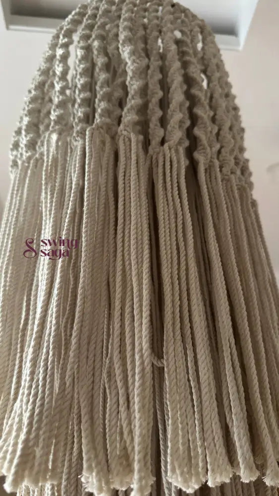 Close up image of macrame texture with intricate knots and woven detailing