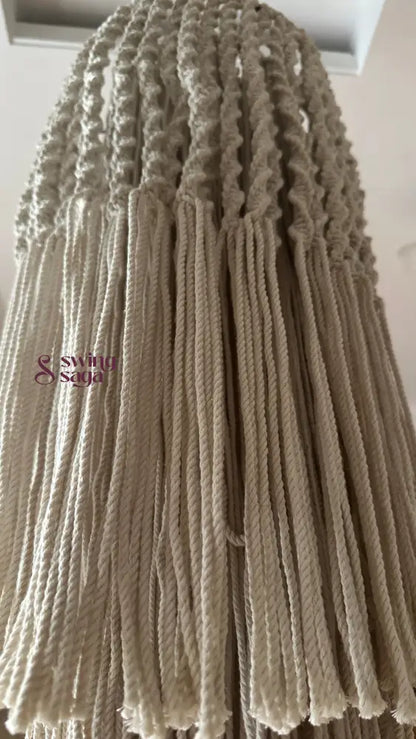 Close up image of macrame texture with intricate knots and woven detailing