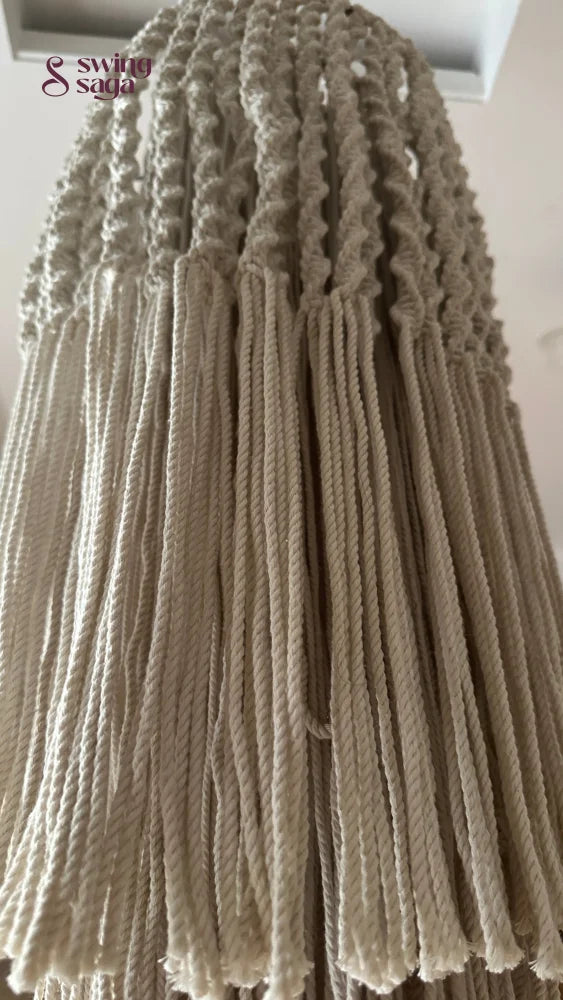 Close up image of macrame texture with intricate knots and woven detailing