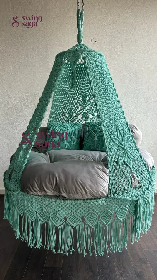Sea Green Macrame Bed Swing - Swing Saga