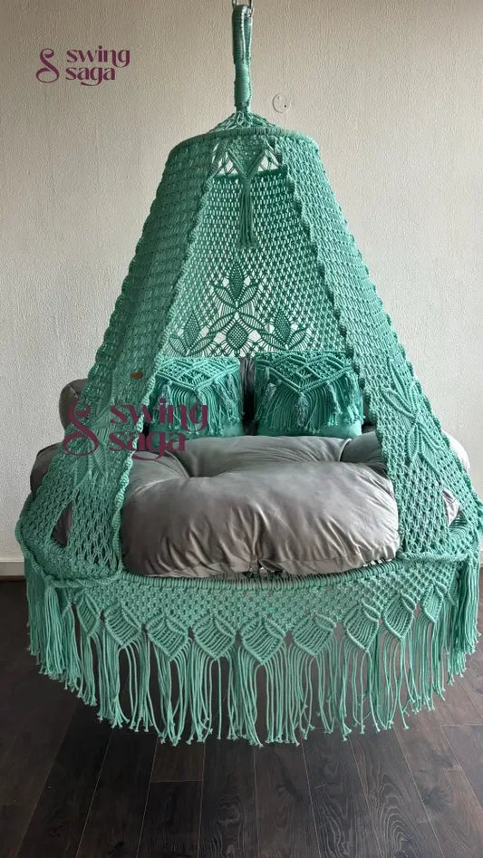 Sea Green Macrame Bed Swing - Swing Saga