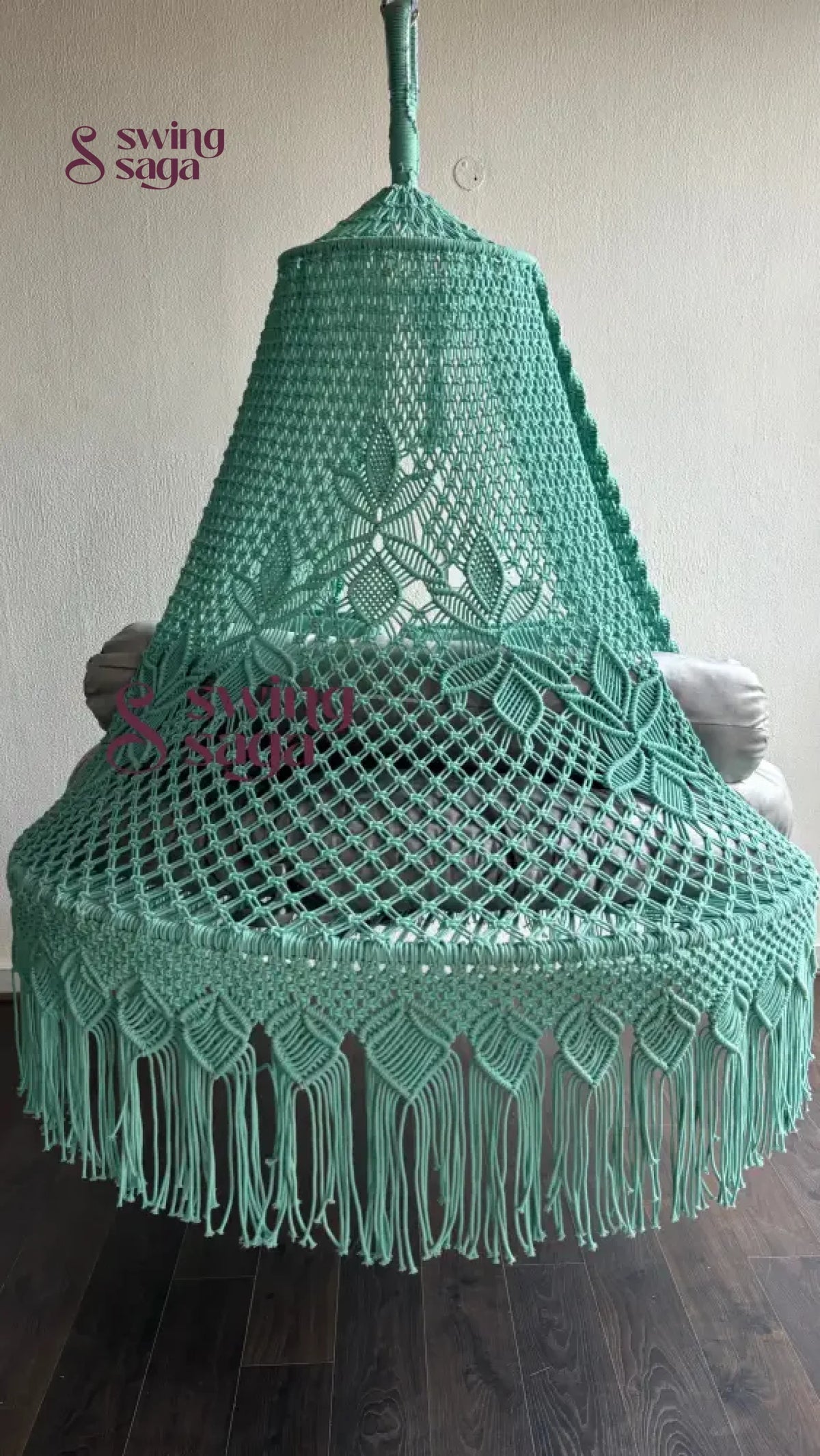 Sea Green Macrame Bed Swing - Swing Saga