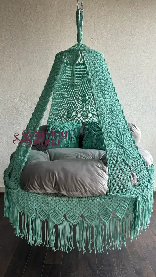 Sea Green Macrame Bed Swing - Swing Saga