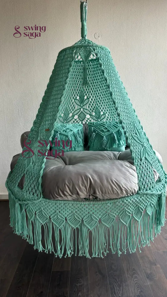 Sea Green Macrame Bed Swing - Swing Saga