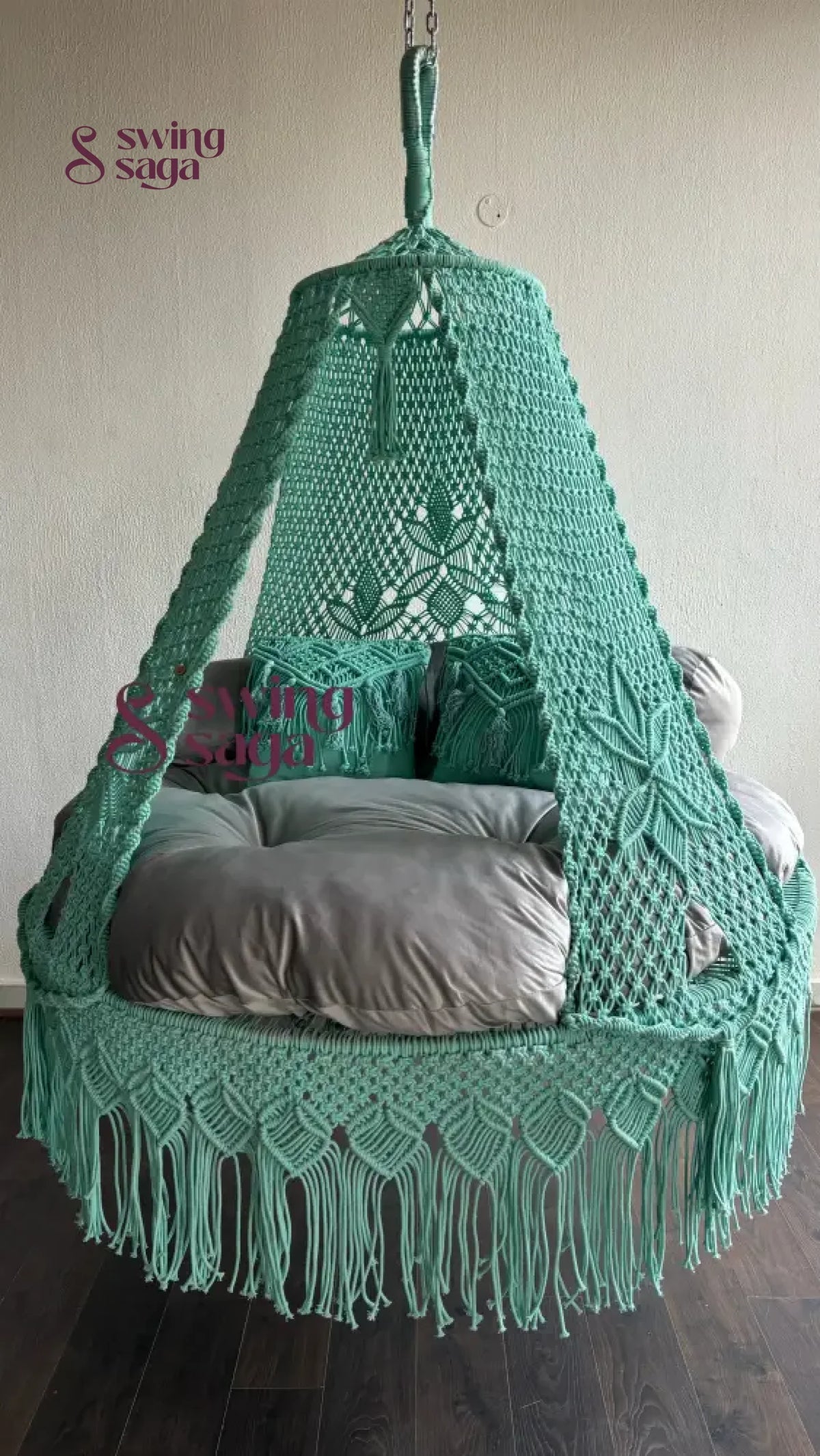 Sea Green Macrame Bed Swing - Swing Saga