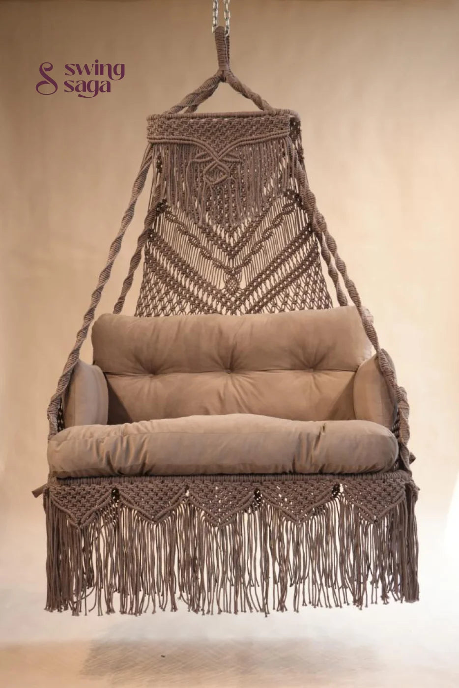 Dune, Handcrafted Cotton Macramé Sofa Swing - 48*25 Inches / Ash brown