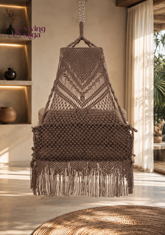 Dune, Handcrafted Cotton Macramé Sofa Swing - 48*25 Inches / Ash brown