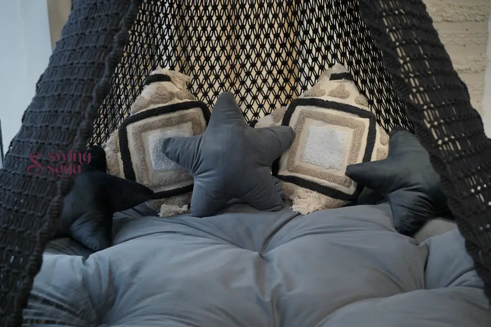 Dusty Black Macrame Bed Swing - Swing Saga
