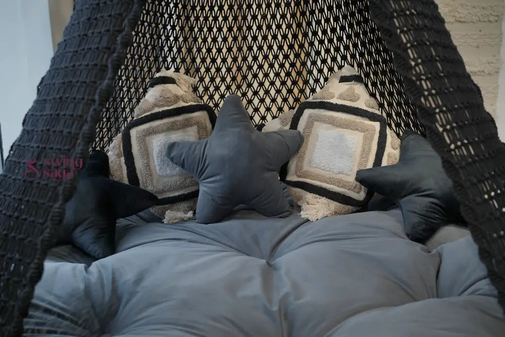 Dusty Macrame hanging hammock bed swing 60 Inches / Black